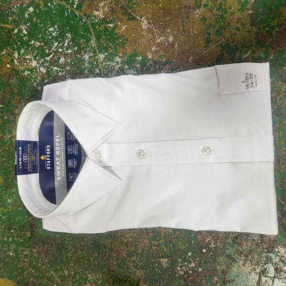 Stafford Other - Stafford Men's Sweat Repel White Dress Shirt - Size L 16-16.5 NWT